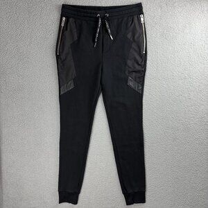 Les Hommes Urban Sweatpants Men Large L Pants Black Joggers Zip Pockets Fleece 1